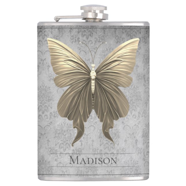 Gold Jeweled Butterfly Flask (Front)