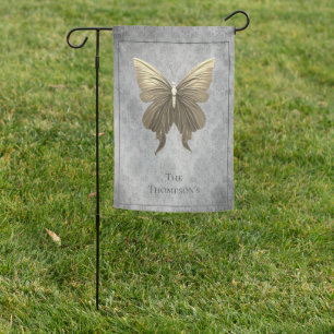 Gold Jeweled Butterfly Garden Flag