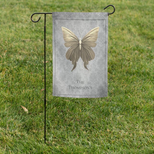 Gold Jeweled Butterfly Garden Flag (In SItu)
