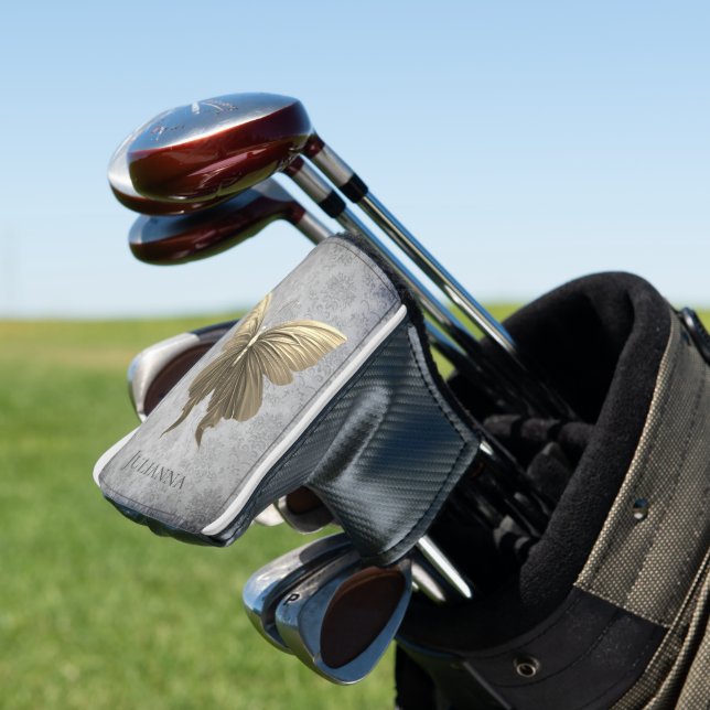 Gold Jeweled Butterfly Golf Head Cover (In Situ)