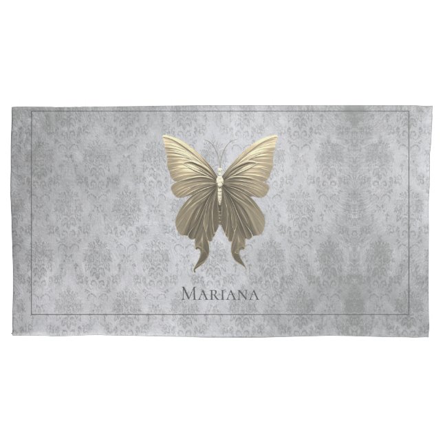 Gold Jeweled Butterfly Pillow Case (Front)