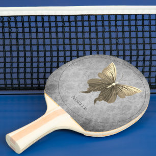 Gold Jeweled Butterfly Ping Pong Paddle