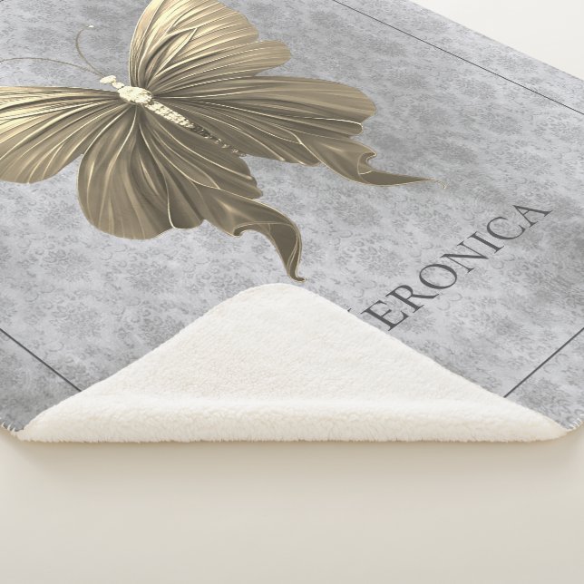 Gold Jeweled Butterfly Sherpa Blanket (3/4)