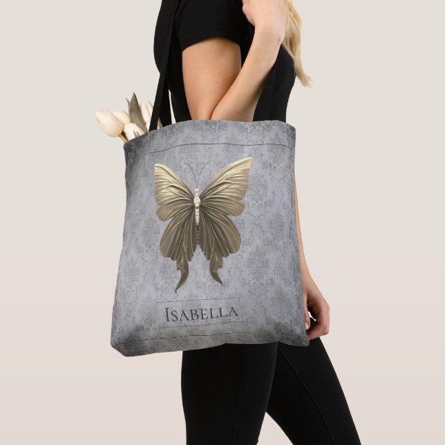 Gold Jeweled Butterfly Tote Bag (Close Up)