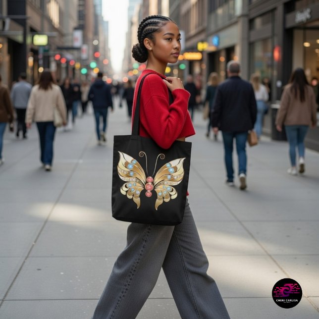 Gold Jeweled Butterfly Tote Bag (Walking into the city like the main character 🦋✨)