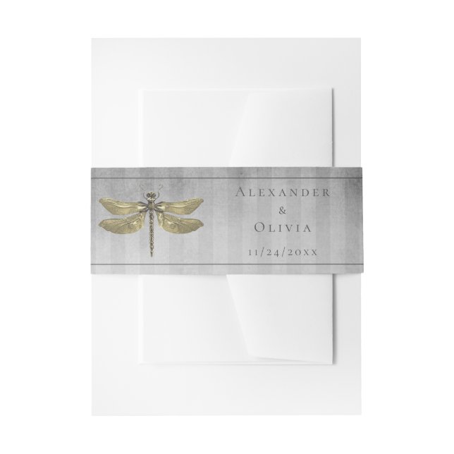 Gold Jeweled Dragonfly Invitation Belly Band (Front Example)