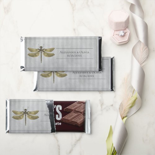 Gold Jeweled Dragonfly Wedding Hershey Bar Favors