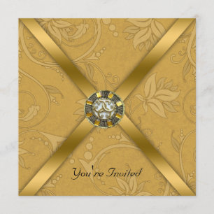 Gold Jeweled Party Invitation
