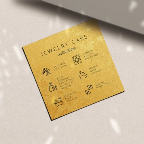 Gold Jewelry Care Instructions Business Thank You Enclosure Card