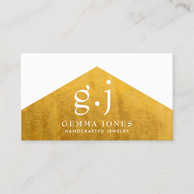 Gold Jewelry Designer Faux Gold Foil Edge  Business Card (Front)