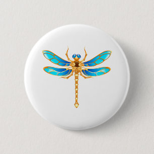 Gold jewelry dragonfly insect vip fun vector image button