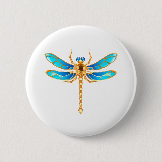 Gold jewelry dragonfly insect vip fun vector image button (Front)