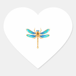 Gold jewelry dragonfly insect vip fun vector image heart sticker