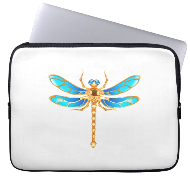 Gold jewelry dragonfly insect vip fun vector image laptop sleeve (Front)