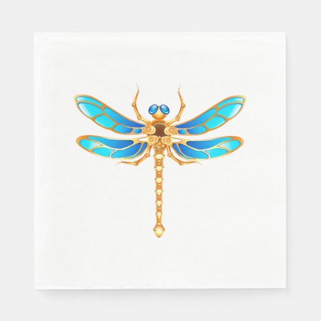 Gold jewelry dragonfly insect vip fun vector image napkins (Front)