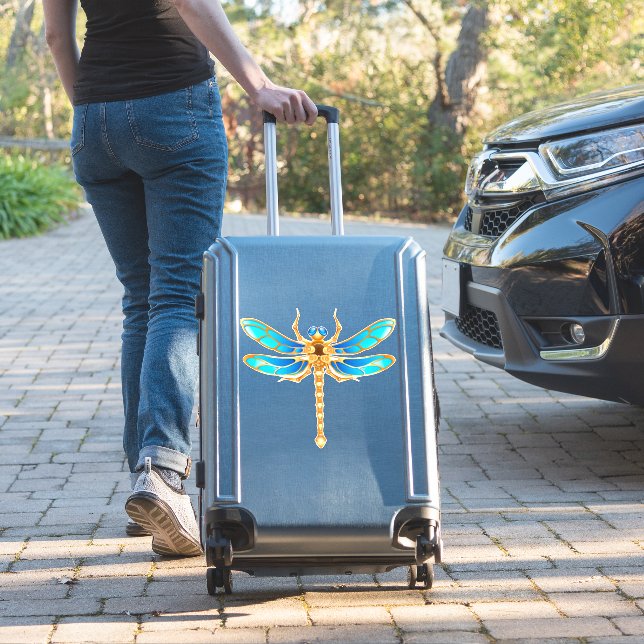 Gold jewelry dragonfly insect vip fun vector image sticker (Suitcase Insitu)