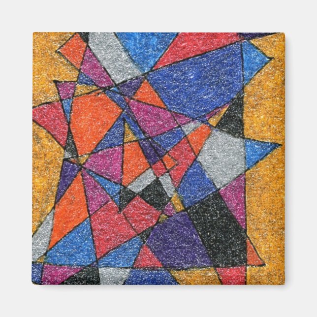 "Gold & Jewels" Abstract Art Magnet (Front)