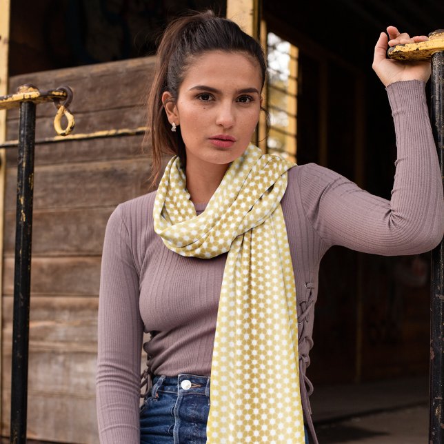 Gold Jewish Star of David Pattern Chiffon Scarf (Creator Uploaded)