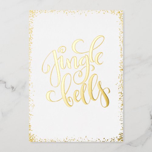 Gold Jingle Belles No Photo Christmas  Foil Holiday Card