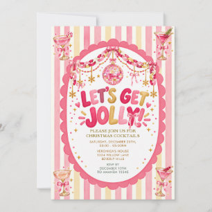 Gold Jingle & Mingle Christmas Santa Cocktail Invitation