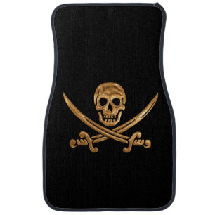 Gold Jolly Roger Car Floor Mat