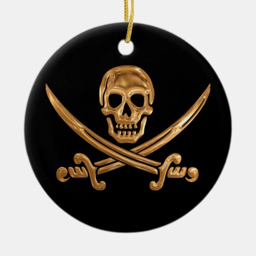 Gold Jolly Roger Ceramic Ornament