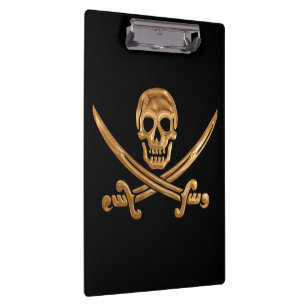 Gold Jolly Roger Clipboard