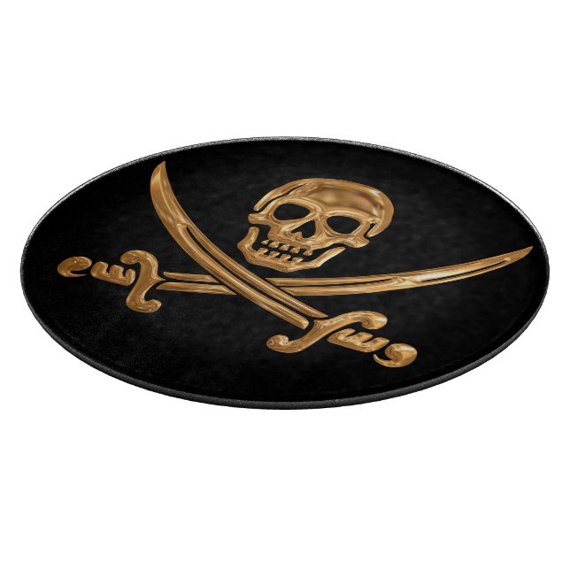 Gold Jolly Roger Cutting Board (Corner)