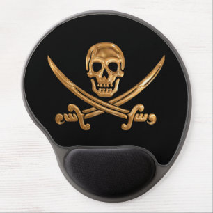 Gold Jolly Roger Gel Mouse Pad
