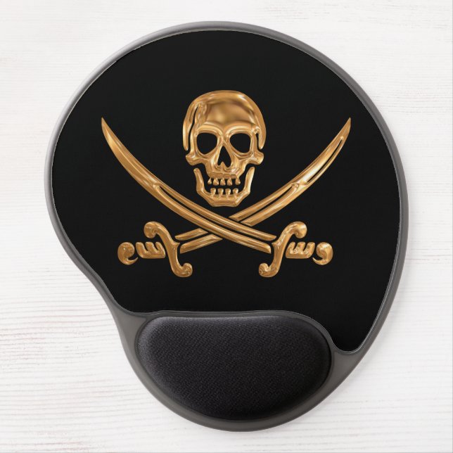 Gold Jolly Roger Gel Mouse Pad (Front)