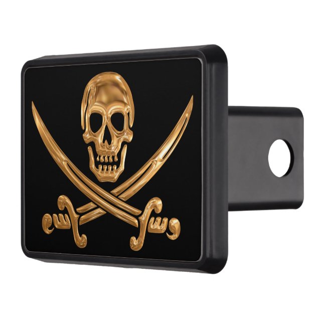 Gold Jolly Roger Hitch Cover (Left)