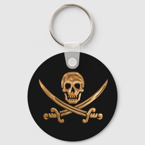 Gold Jolly Roger Keychain