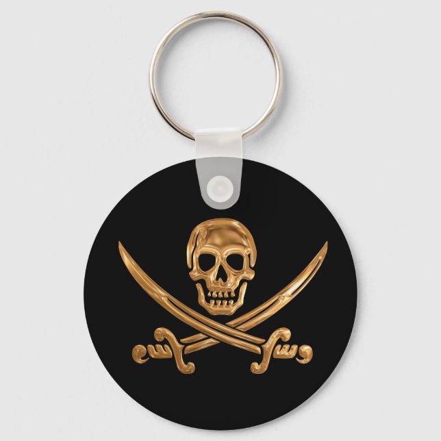 Gold Jolly Roger Keychain (Front)