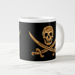 Gold Jolly Roger Large Coffee Mug