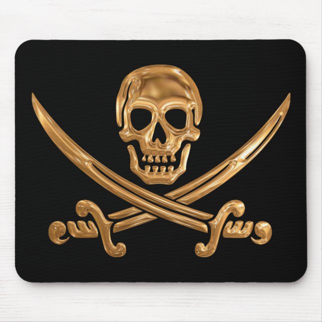 Gold Jolly Roger Mouse Pad (Front)