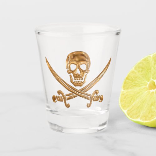 Gold Jolly Roger Shot Glass