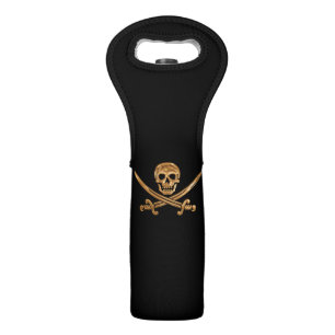 Gold Jolly Roger Wine Bag