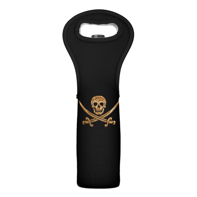 Gold Jolly Roger Wine Bag (Front)