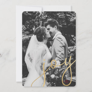 Gold Joy Holiday Photo Card w/red