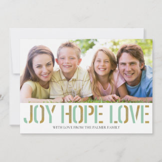 Gold Joy Hope Love | Christmas Photo Card