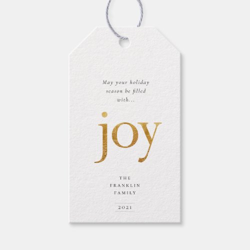 Gold Joy Modern Christmas Gift Tags