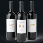 Gold Joy Modern Christmas Wine Label<br><div class="desc">May your holiday season be filled with joy. Golden faux foil joy lettering,  holiday bottle label.</div>