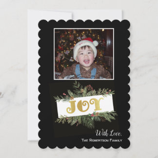 Gold JOY Modern Holiday Photo Greeting Card