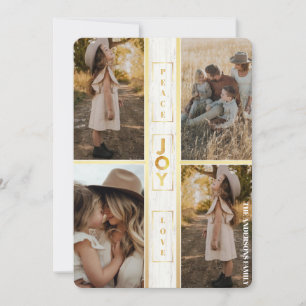    Gold  Joy Peace Love  4 Photo Collage  Holiday  Card