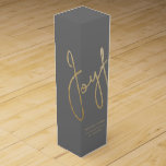 Gold JOYFUL Holiday Wishes on Gray Wine Box<br><div class="desc">Joyful in a faux gold foil script wraps around a gray wine gift box with your names and greetings in chic lettering. Stylish for any Christmas holiday occasion gift-giving. MATHCING wine bottle label and more items in our collection.</div>
