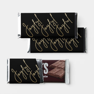 Gold JOYFUL on Black Christmas Hershey Bar Favors