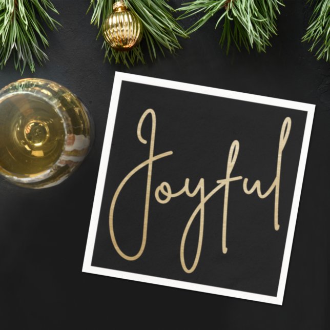 Gold JOYFUL on Black Christmas Napkins (Creator Uploaded)
