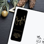 Gold JOYFUL on Black Christmas Return Address Label<br><div class="desc">The word Joyful in a faux gold foil script accents these black address labels personalized with your name and address. Stylish for any Christmas holiday occasion. MATCHING items in our collection.</div>