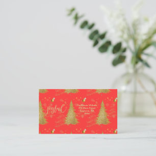 Gold JOYFUL on Red Christmas Note Card