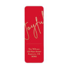 Gold JOYFUL on Red Christmas Return Address